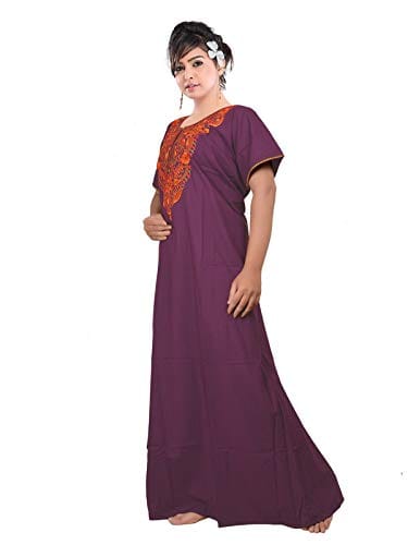 VALENCIA SLEEPWEAR Plain Patty Embroidery Gown Maxi Nightwear Nighty Lizzy Bizzy Soft Fabric