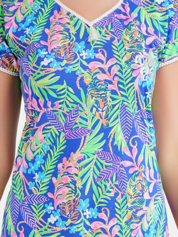 KOI SLEEPWEAR lizzybizzy Beautiful Short Nighty with Tiger Print L