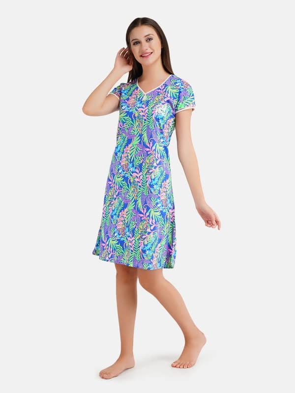 KOI SLEEPWEAR lizzybizzy Beautiful Short Nighty with Tiger Print L