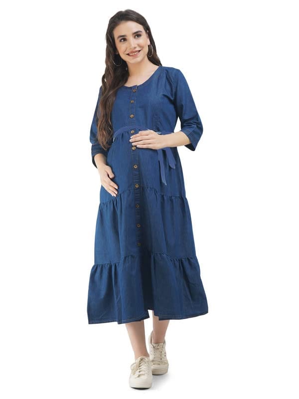 KOI SLEEPWEAR Denim Full Frock with Button &Feeding Pockets - Pyjamas | Buy online on ZillyBuy