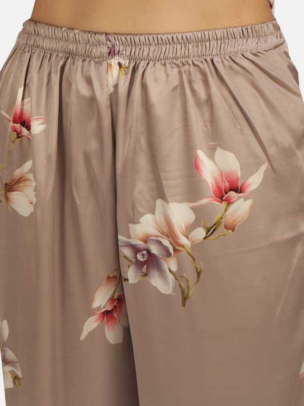 KOI SLEEPWEAR Satin Rose Gold Floral Nightsuit for Women