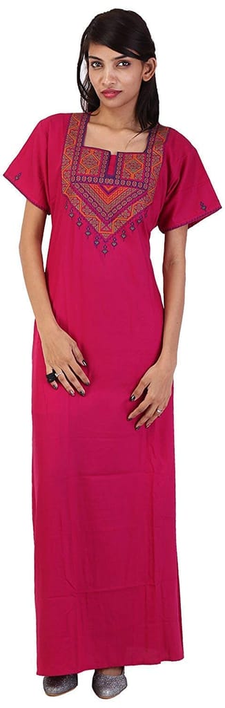 VALENCIA SLEEPWEAR Women's Cotton Embroidery Nighty Night Gown (Pink, XX-Large) - Nightwear & Loungewear | Buy online on ZillyBuy