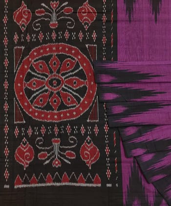 Purple Black Nuapatna Handwoven Single Ikat Cotton Saree