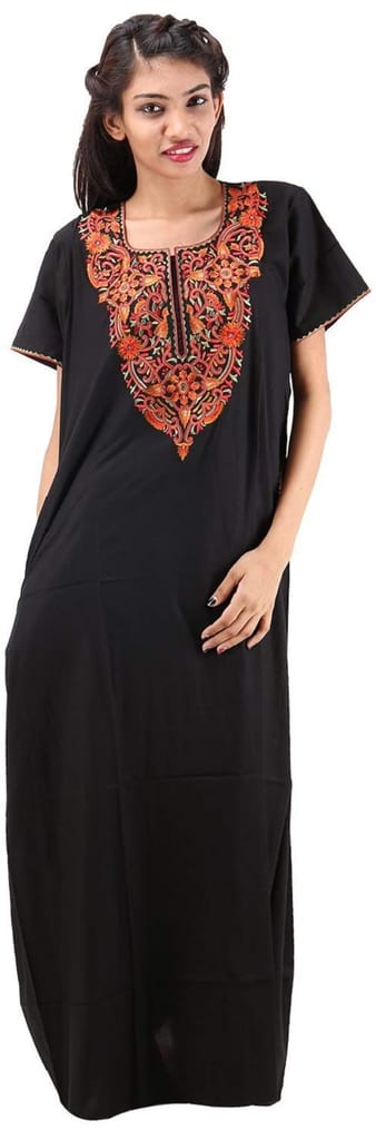 VALENCIA SLEEPWEAR Women's Embroidery Night Gown Lizzybizzy Cotton XXL Black - Nightwear & Loungewear | Buy online on ZillyBuy