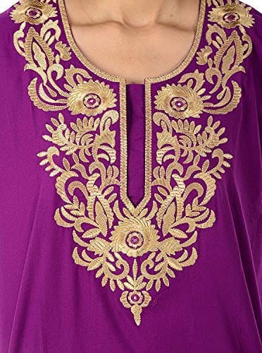 VALENCIA SLEEPWEAR lissybissy Cotton Resham Embroidery Nighty Night Gown Maxi for Women A line (Purple)