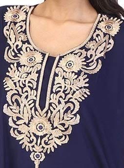 VALENCIA SLEEPWEAR Plain Embroidery Gown Maxi Nightwear Nighty Lizzy Bizzy Soft Fabric. Navy Blue