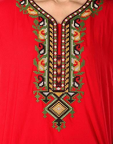 Valencia Cotton LizzyBizzy Embroidery Nighty Nightwear Maxi Nightgown Plain Red