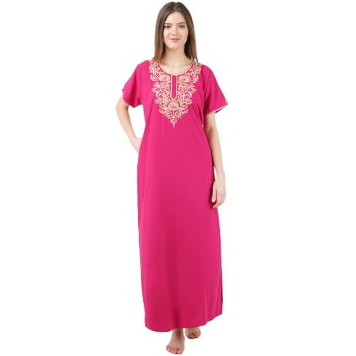 VALENCIA SLEEPWEAR Plain Embroidery Gown Maxi Nightwear Nighty Lizzy Bizzy Soft Fabric - Nightwear & Loungewear | Buy online on ZillyBuy