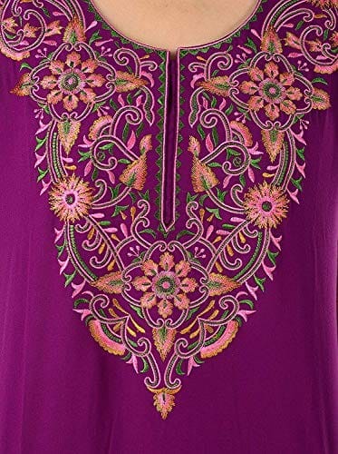VALENCIA SLEEPWEAR lissybissy Cotton Resham Embroidery Nighty Night Gown Maxi for Women A line (Purple)