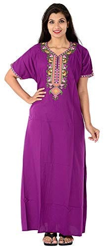 Valencia Cotton LizzyBizzy Embroidery Nighty Nightwear Maxi Nightgown Plain Purple - Nightwear & Loungewear | Buy online on ZillyBuy