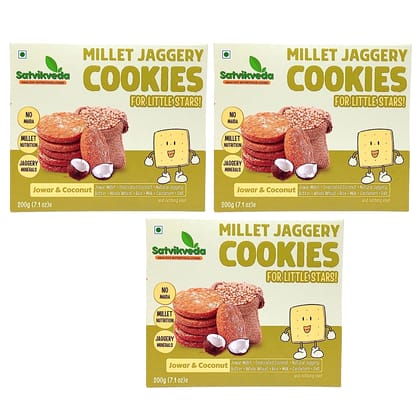 Satvikveda Millet Jaggery Cookies 200 gm (Pack of 3)