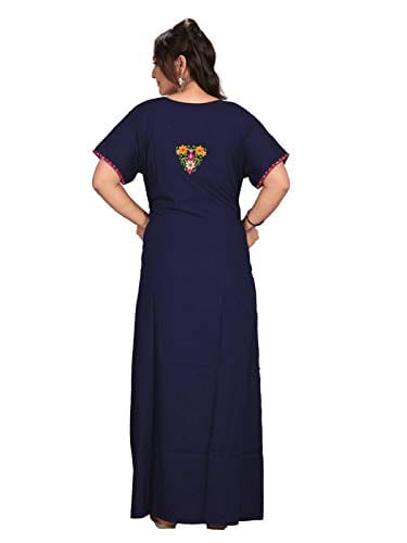 VALENCIA SLEEPWEAR Floral Embroidery Gown Maxi Nightwear Nighty Lizzy Bizzy Soft Fabric Length Night Slip