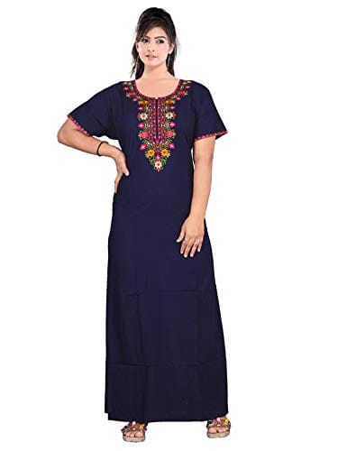 VALENCIA SLEEPWEAR Floral Embroidery Gown Maxi Nightwear Nighty Lizzy Bizzy Soft Fabric Length Night Slip