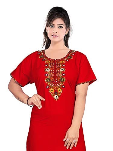 VALENCIA SLEEPWEAR Floral Embroidery Gown Maxi Nightwear Nighty Lizzy Bizzy Soft Fabric Length Night Slip