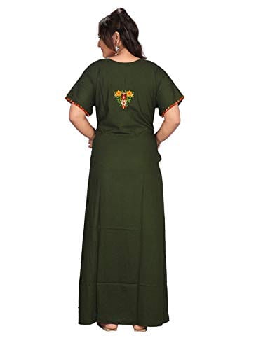 VALENCIA SLEEPWEAR Floral Embroidery Gown Maxi Nightwear Nighty Lizzy Bizzy Soft Fabric Length Night Slip