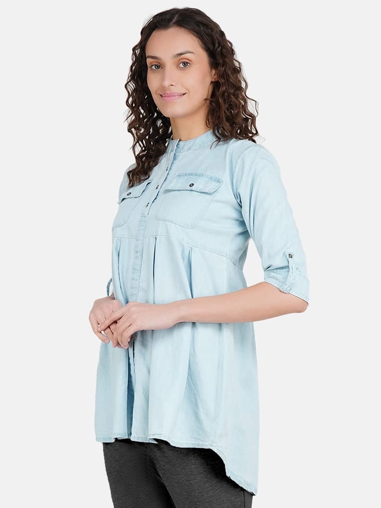 KOI SLEEPWEAR Maternity Denim Top Trendy for Pregnant Womens (XX-Large)