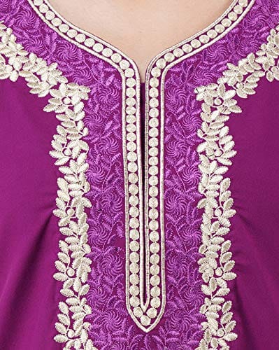 KOI SLEEPWEAR Premium Women White Contrast Embroidery Night Gown Lizzybizzy Cotton Nighty Maxi (Large, Purple)