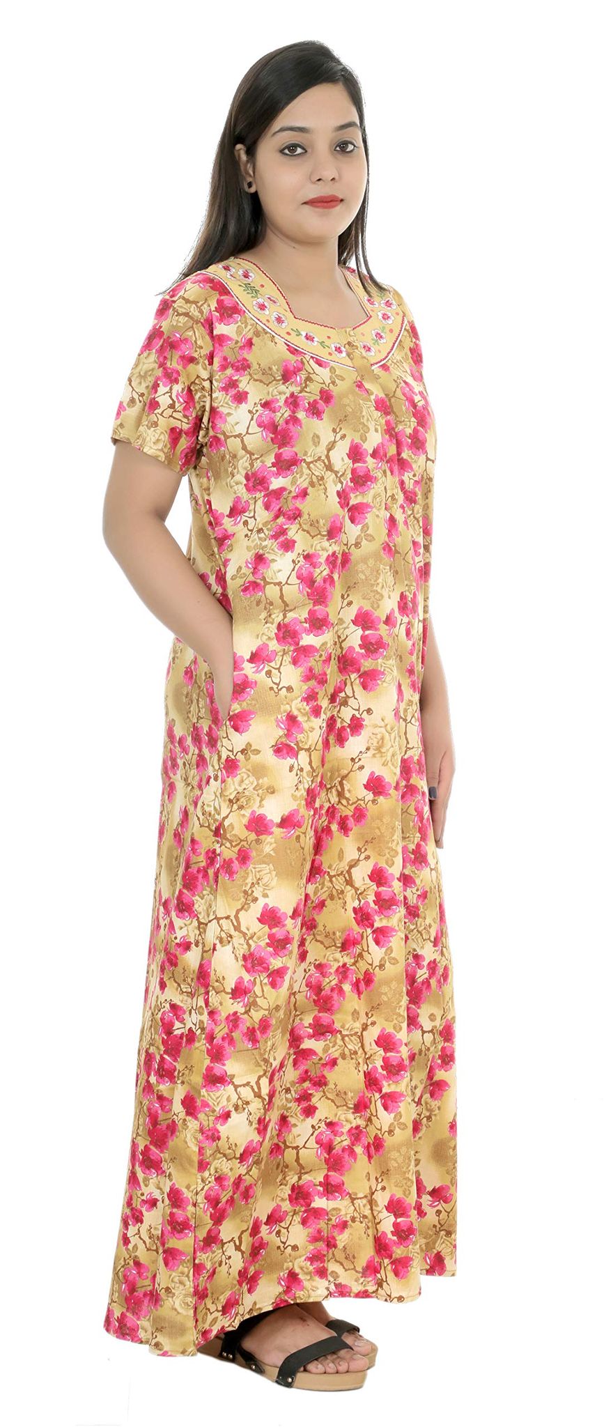 VALENCIA SLEEPWEAR Pure Cotton Women Nighty Dress Nighty Loungewear