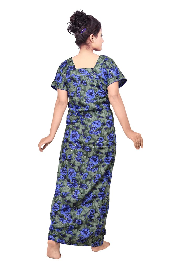 VALENCIA SLEEPWEAR Pure Cotton Printed Squre Neck Nightgown Nighty with Pleades for Extra Comfort