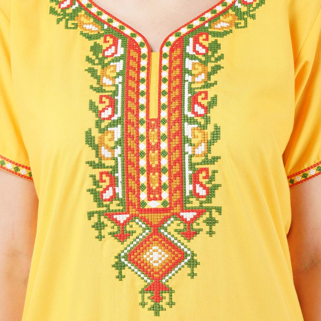 KOI SLEEPWEAR Women's Cotton Blend Embroidered Maxi Nightgown