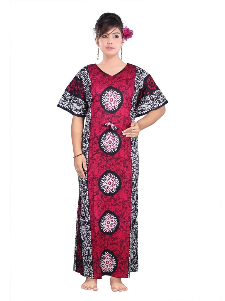 VALENCIA SLEEPWEAR Cotton Kaftan Free Size Nighty Night Gown Sleepwear