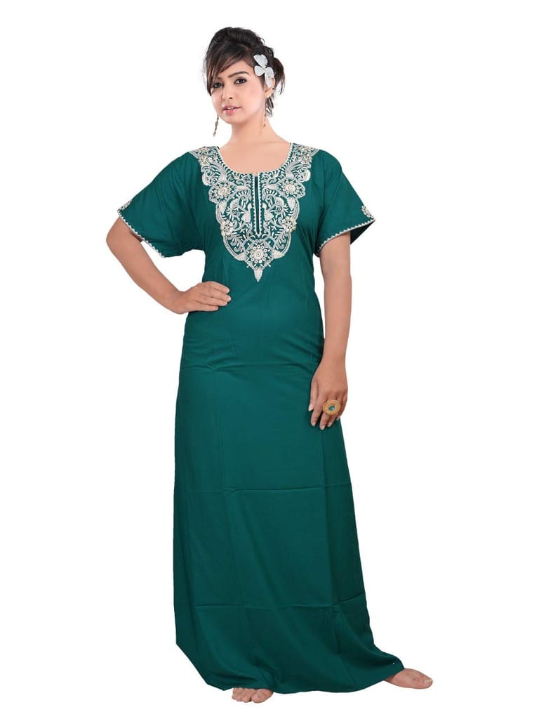 VALENCIA SLEEPWEAR Plain Patty Embroidery Gown Maxi Nightwear Nighty Lizzy Bizzy Soft Fabric