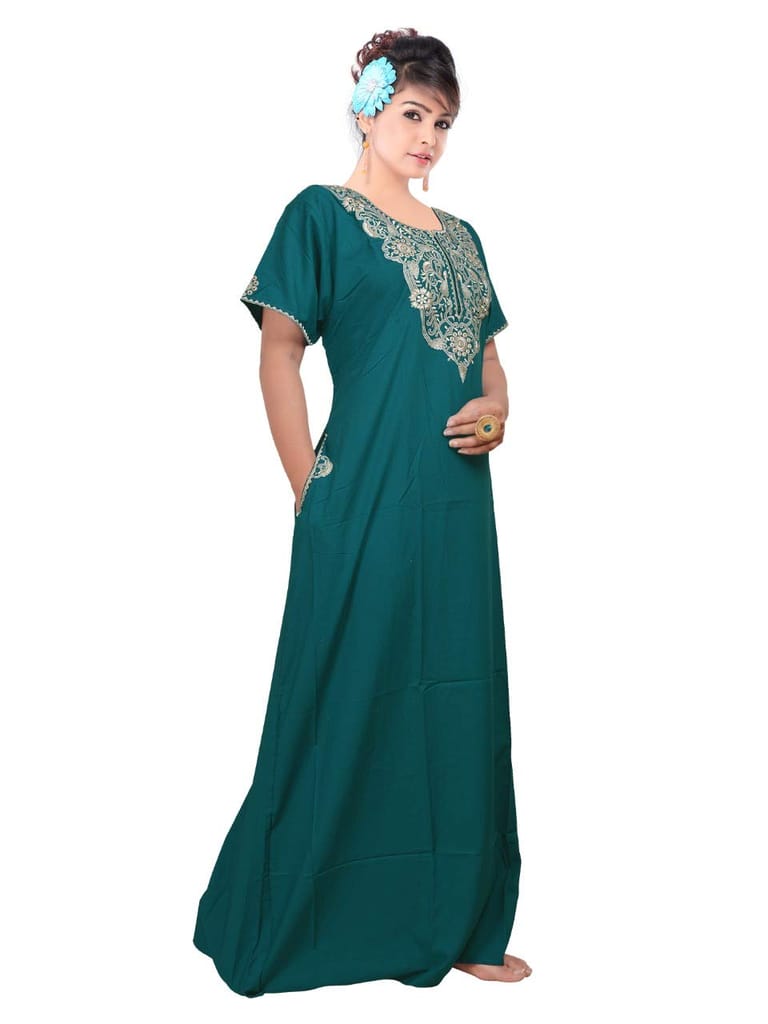 VALENCIA SLEEPWEAR Plain Patty Embroidery Gown Maxi Nightwear Nighty Lizzy Bizzy Soft Fabric