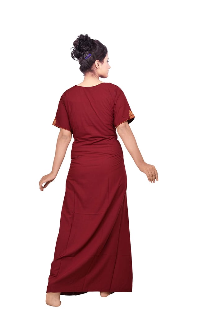 VALENCIA SLEEPWEAR Plain Embroidery Gown Maxi Nightwear Nighty Lizzy Bizzy Soft Fabric