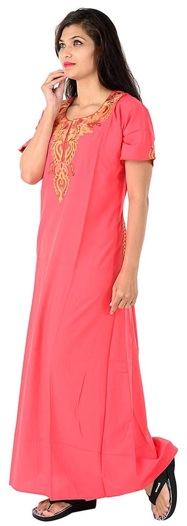 VALENCIA SLEEPWEAR Plain Embroidery Gown Maxi Nightwear Nighty Lizzy Bizzy Soft Fabric