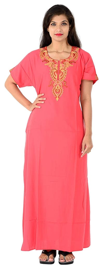 VALENCIA SLEEPWEAR Plain Embroidery Gown Maxi Nightwear Nighty Lizzy Bizzy Soft Fabric