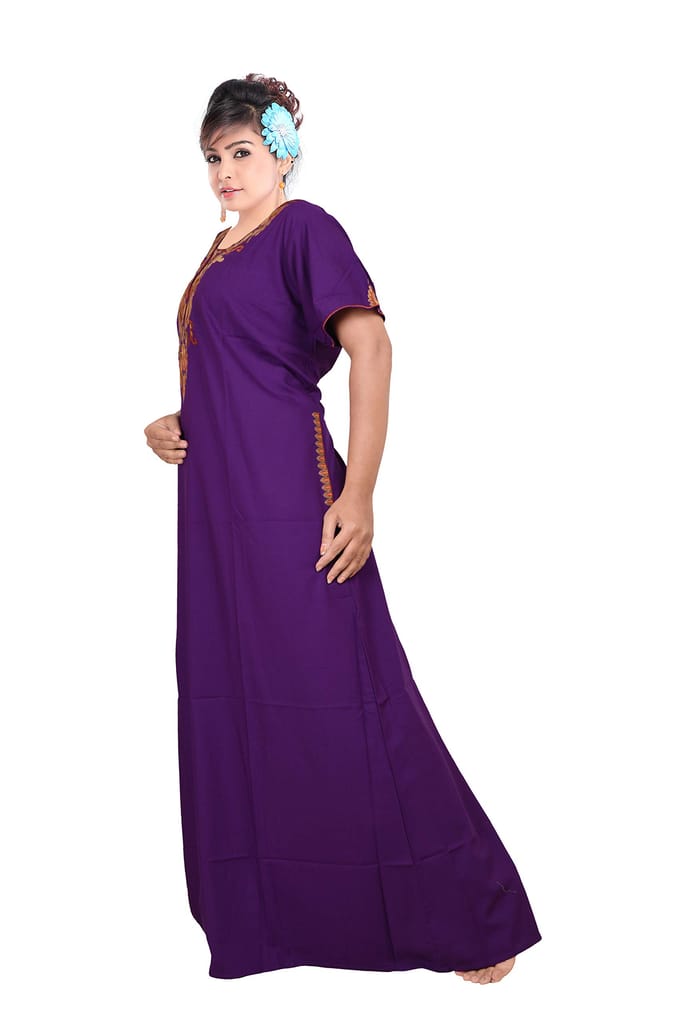 VALENCIA SLEEPWEAR Plain Embroidery Gown Maxi Nightwear Nighty Lizzy Bizzy Soft Fabric