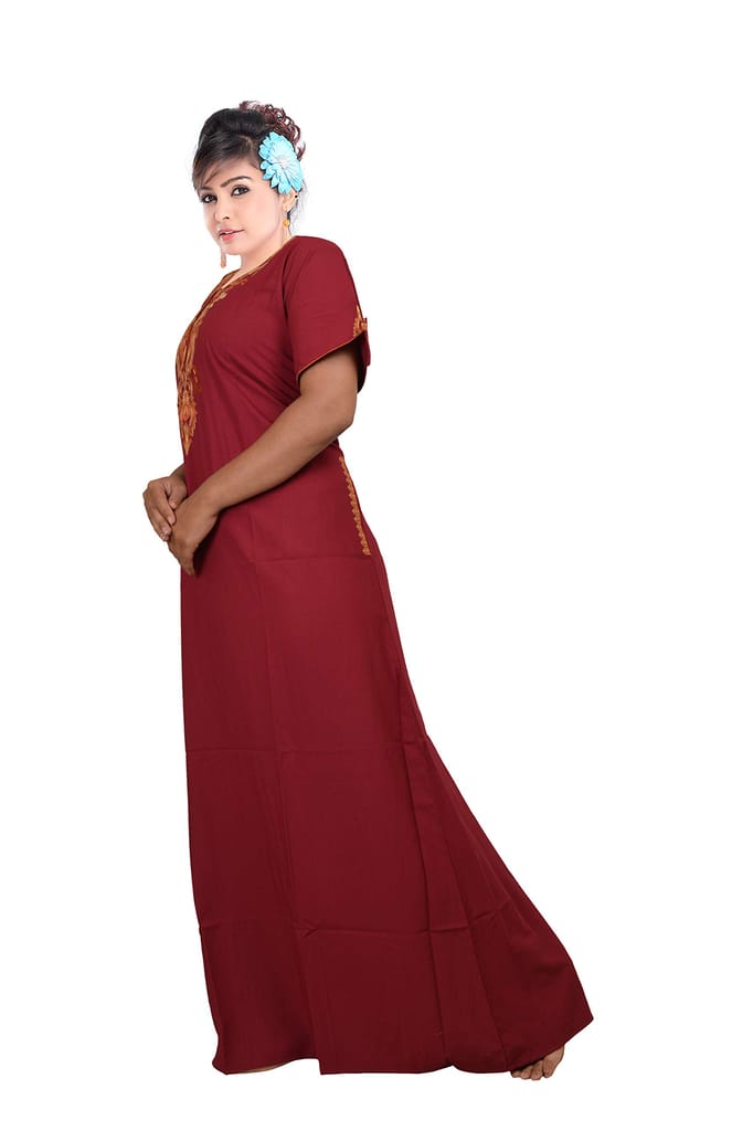 VALENCIA SLEEPWEAR Plain Embroidery Gown Maxi Nightwear Nighty Lizzy Bizzy Soft Fabric