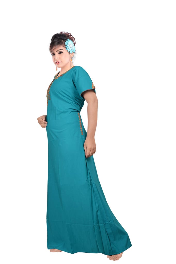 VALENCIA SLEEPWEAR Plain Embroidery Gown Maxi Nightwear Nighty Lizzy Bizzy Soft Fabric