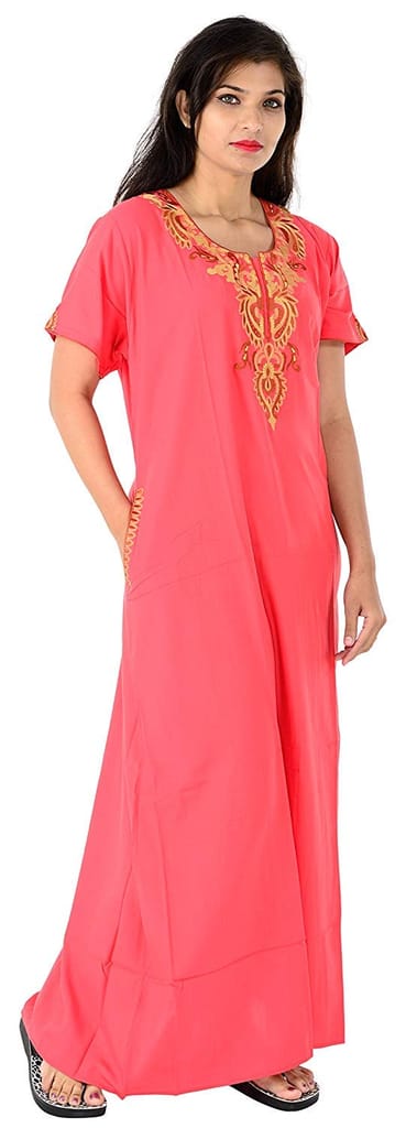 VALENCIA SLEEPWEAR Plain Embroidery Gown Maxi Nightwear Nighty Lizzy Bizzy Soft Fabric