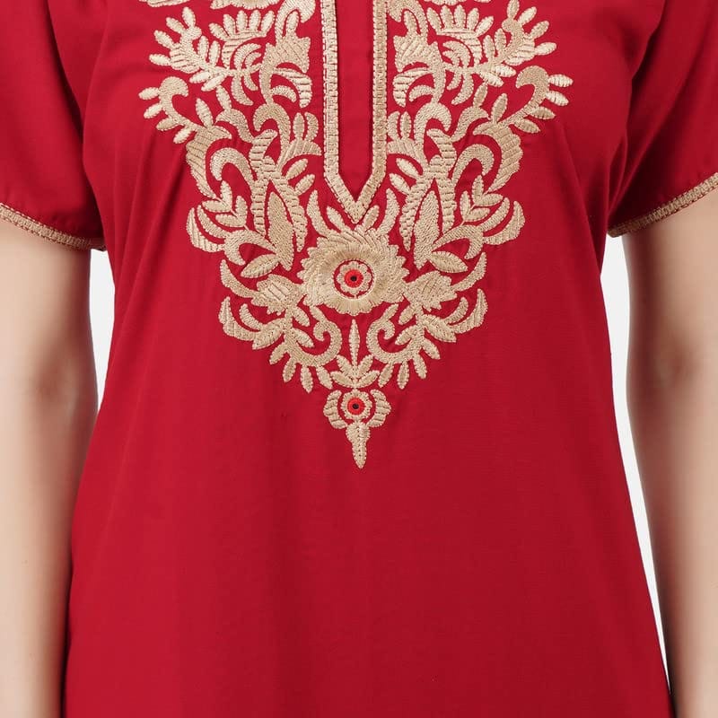 KOI SLEEPWEAR Lissybissy Nightgown with Light Cream Resham Embroidery and Pockets