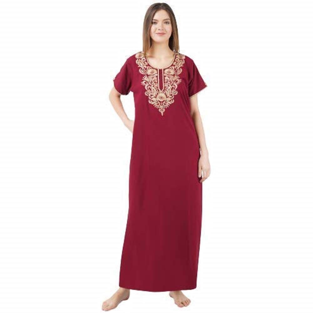 KOI SLEEPWEAR Lissybissy Nightgown with Light Cream Resham Embroidery and Pockets