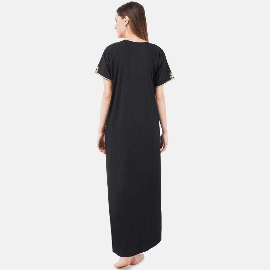 KOI SLEEPWEAR Lissybissy Nightgown with Light Cream Resham Embroidery and Pockets