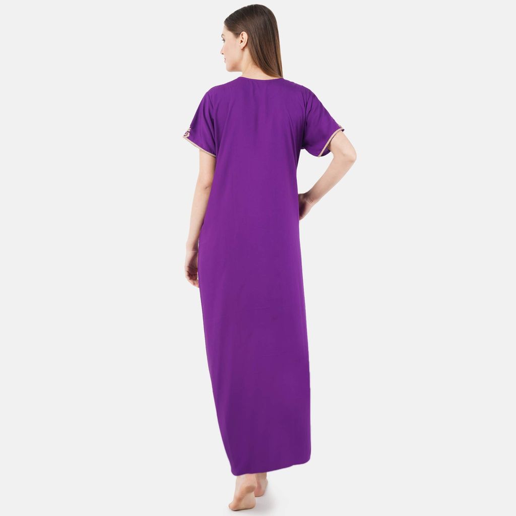 KOI SLEEPWEAR Lissybissy Nightgown with Light Cream Resham Embroidery and Pockets