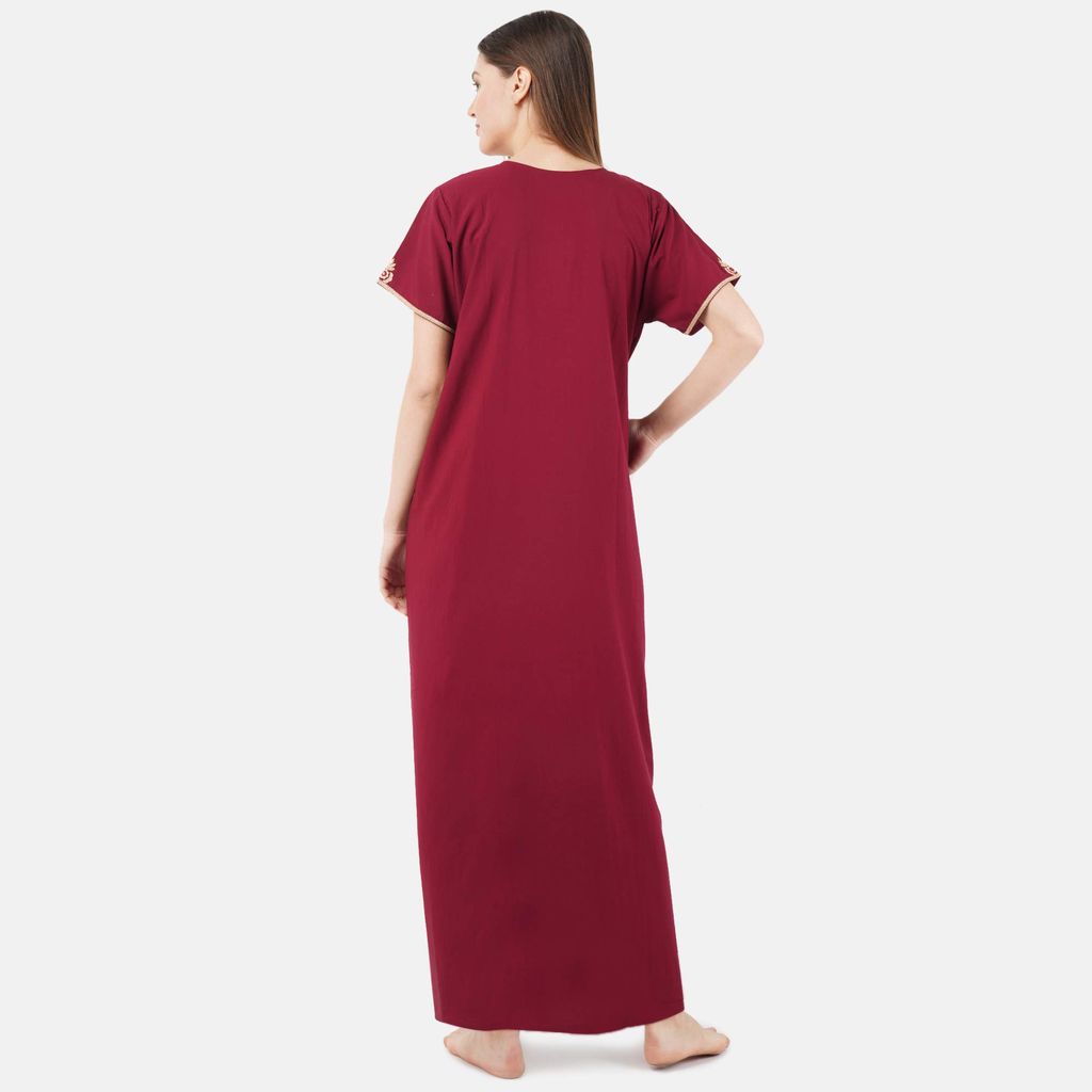 KOI SLEEPWEAR Lissybissy Nightgown with Light Cream Resham Embroidery and Pockets