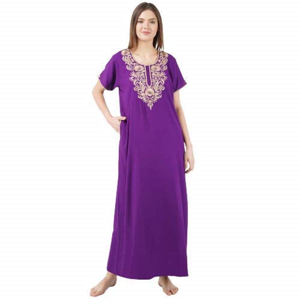 KOI SLEEPWEAR Lissybissy Nightgown with Light Cream Resham Embroidery and Pockets