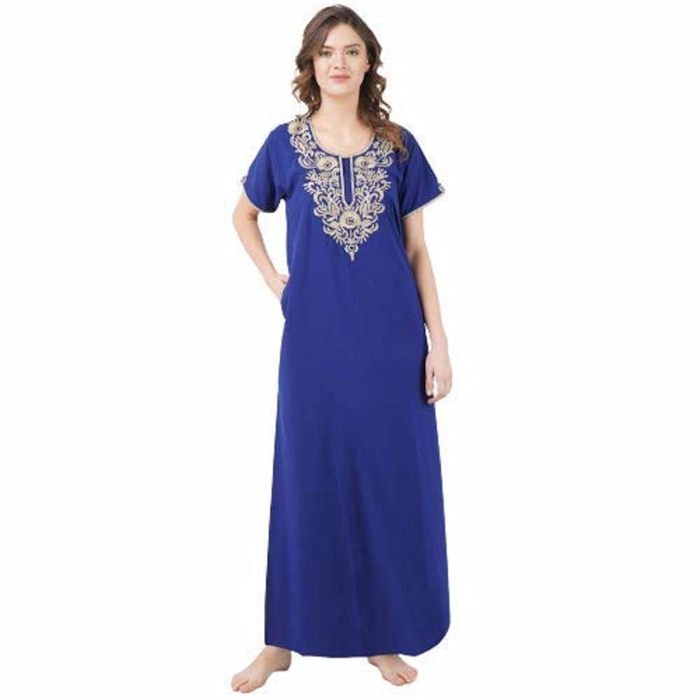 KOI SLEEPWEAR Lissybissy Nightgown with Light Cream Resham Embroidery and Pockets