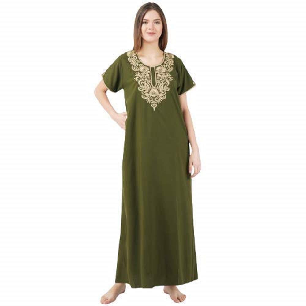 KOI SLEEPWEAR Lissybissy Nightgown with Light Cream Resham Embroidery and Pockets