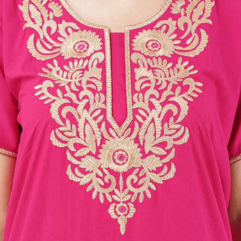 KOI SLEEPWEAR Lissybissy Nightgown with Light Cream Resham Embroidery and Pockets