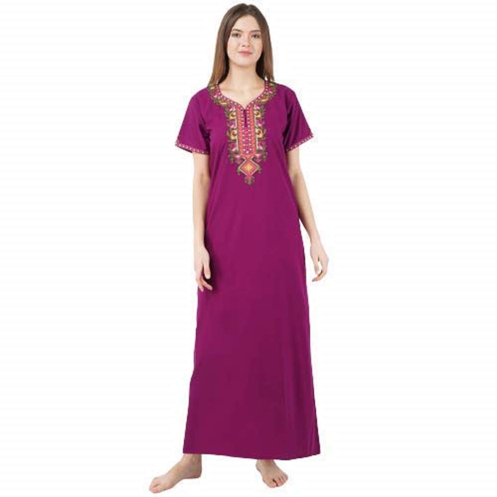 KOI SLEEPWEAR Women's Cotton Blend Embroidered Maxi Nightgown