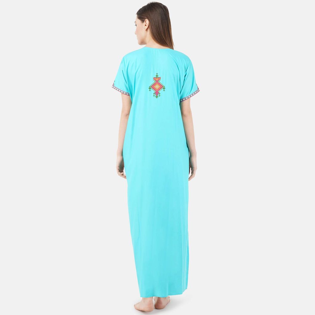 KOI SLEEPWEAR Women's Cotton Blend Embroidered Maxi Nightgown