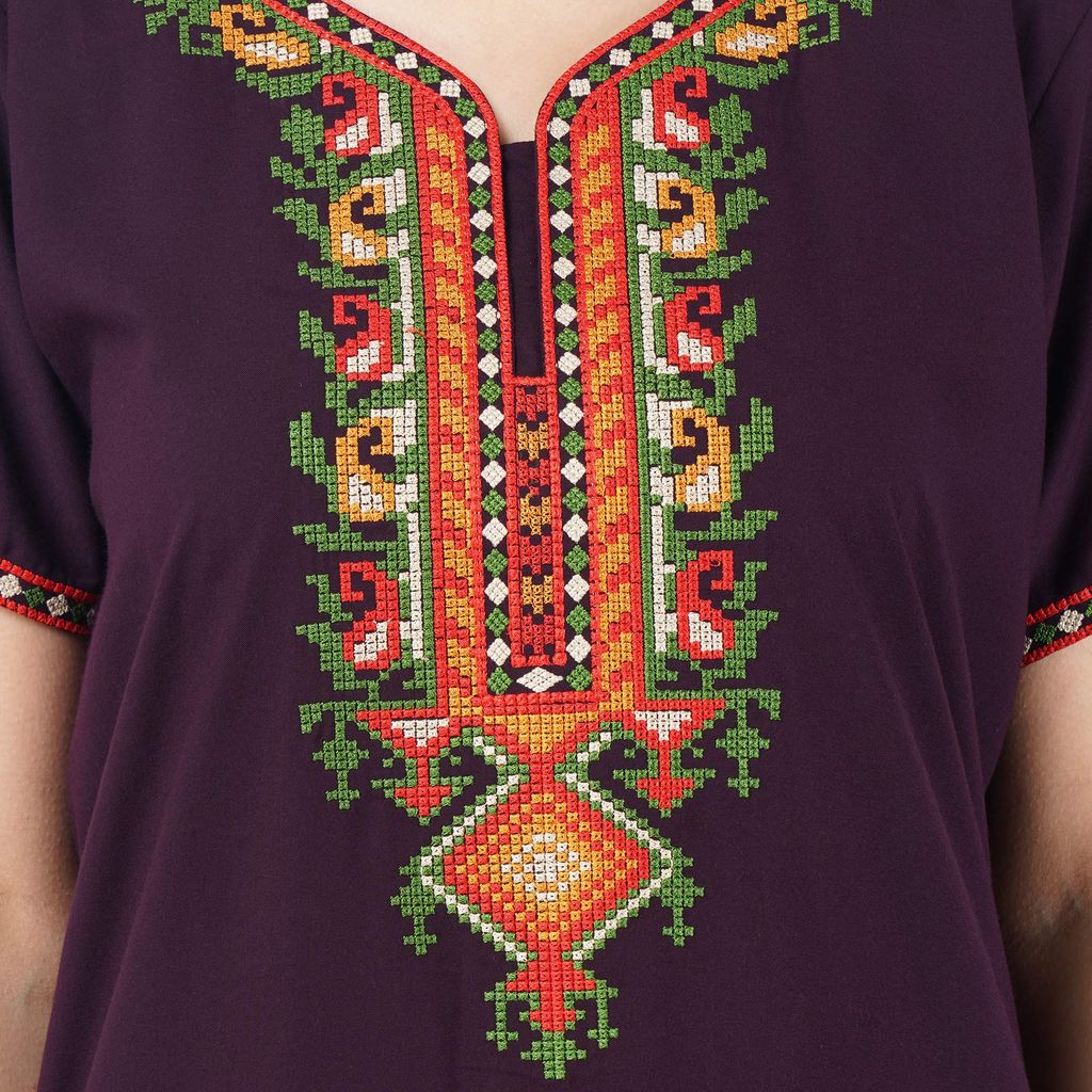 KOI SLEEPWEAR Women's Cotton Blend Embroidered Maxi Nightgown