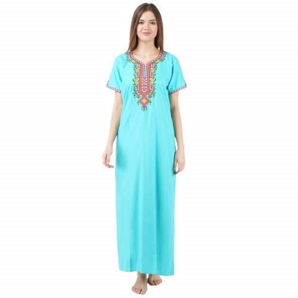 KOI SLEEPWEAR Women's Cotton Blend Embroidered Maxi Nightgown