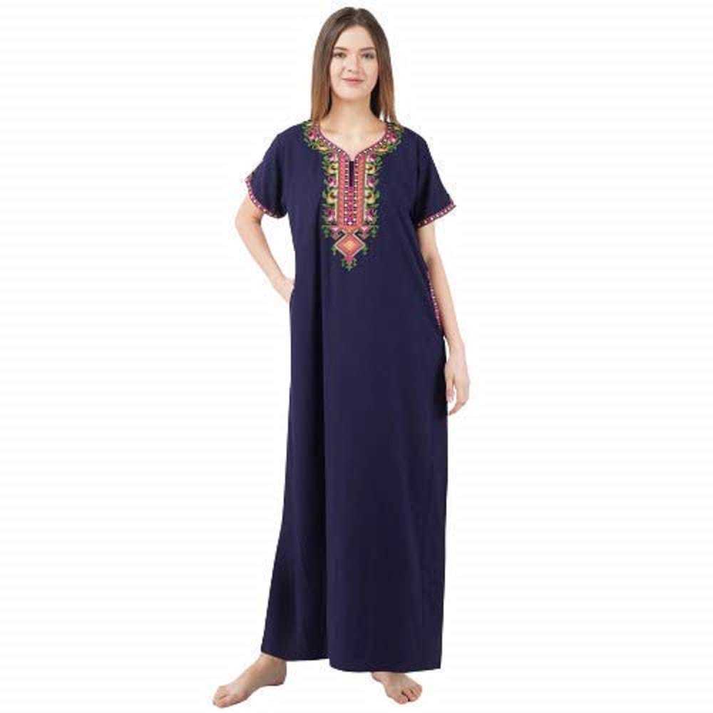 KOI SLEEPWEAR Women's Cotton Blend Embroidered Maxi Nightgown