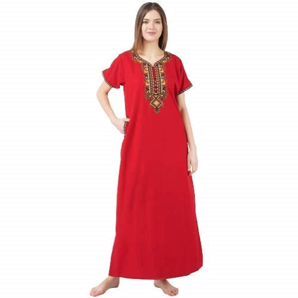 KOI SLEEPWEAR Women's Cotton Blend Embroidered Maxi Nightgown