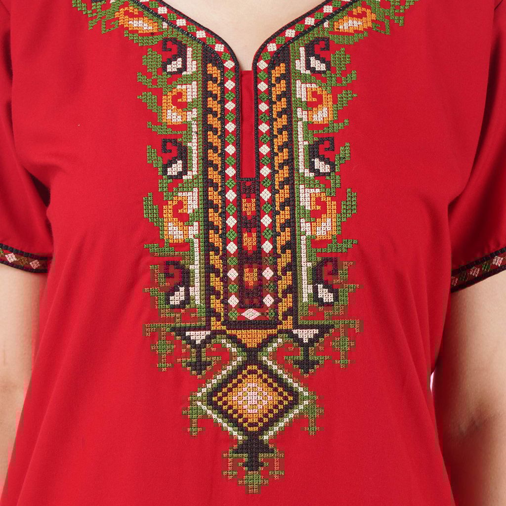 KOI SLEEPWEAR Women's Cotton Blend Embroidered Maxi Nightgown